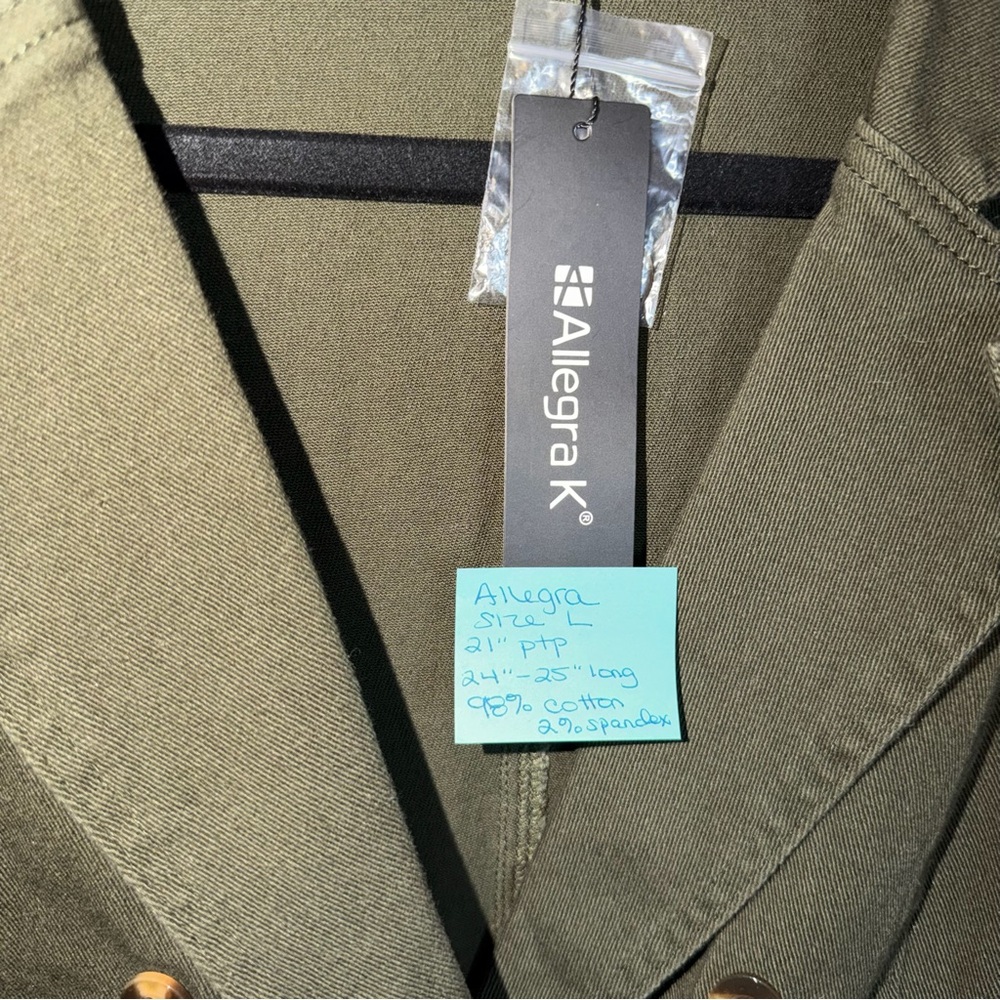 NWT Allegra K Olive Double-Breasted Blazer - Picture 4 of 4